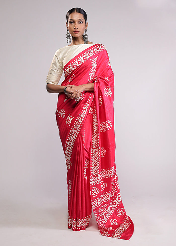 Pink Dupion Silk Saree With Blouse Piece