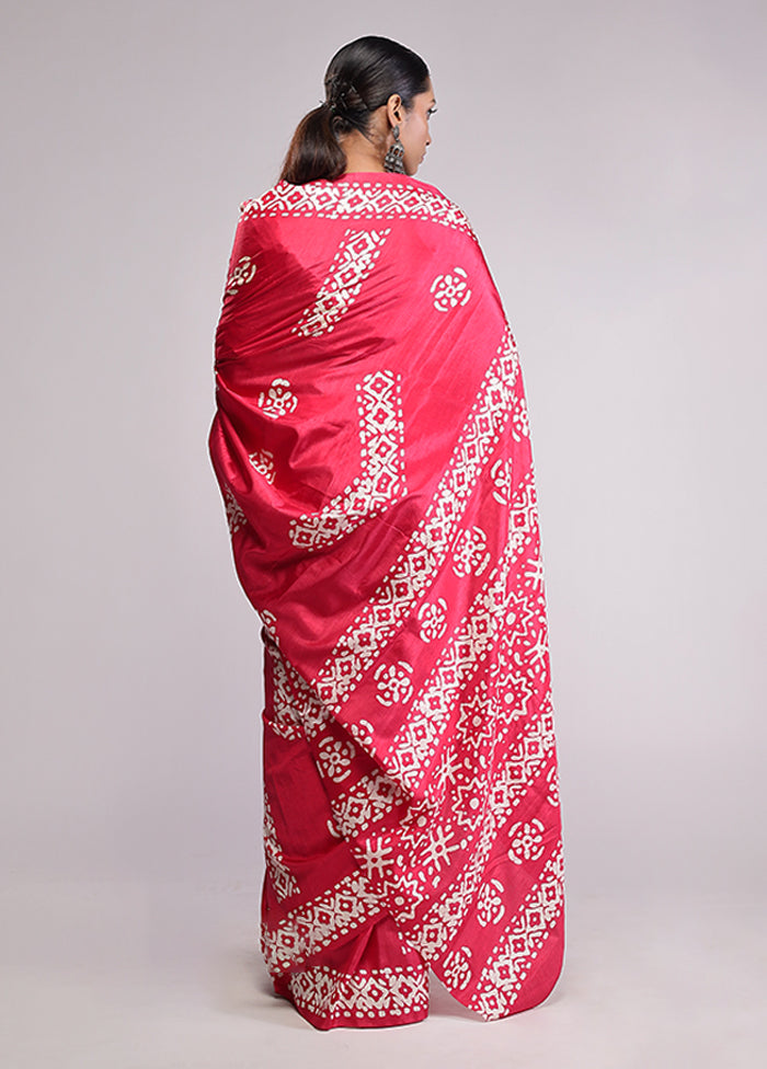 Pink Dupion Silk Saree With Blouse Piece