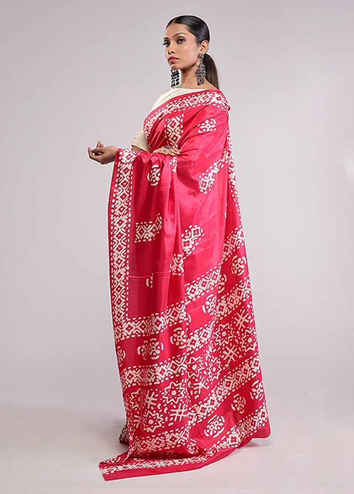 Pink Dupion Silk Saree With Blouse Piece