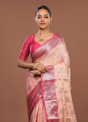 Pink Dupion Silk Saree With Blouse Piece