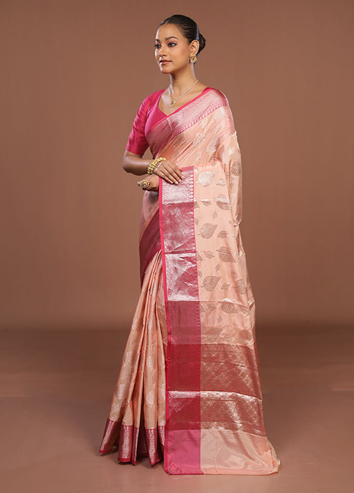 Pink Dupion Silk Saree With Blouse Piece