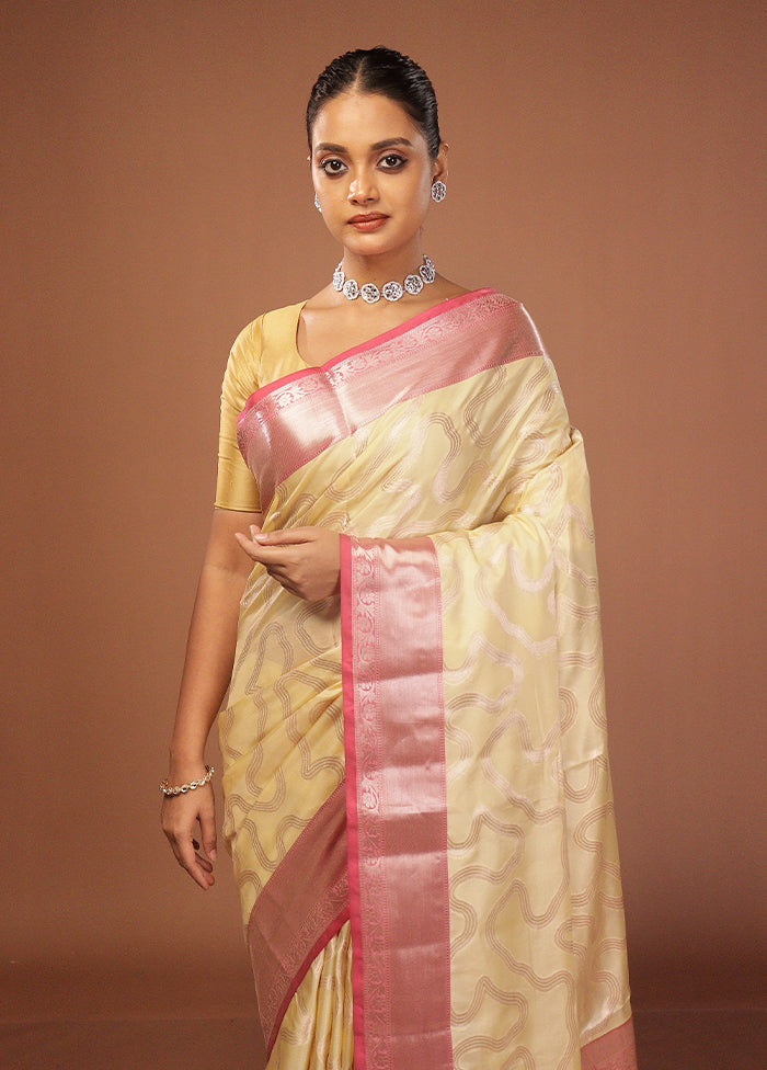 Cream Dupion Silk Saree With Blouse Piece