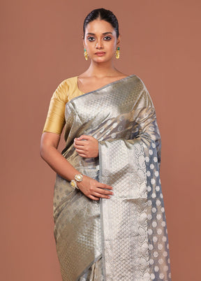 Blue Tissue Silk Saree With Blouse Piece