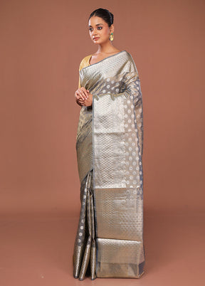 Blue Tissue Silk Saree With Blouse Piece