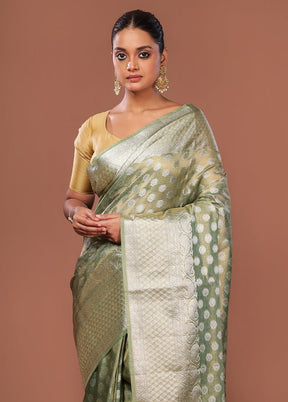 Green Tissue Silk Saree With Blouse Piece
