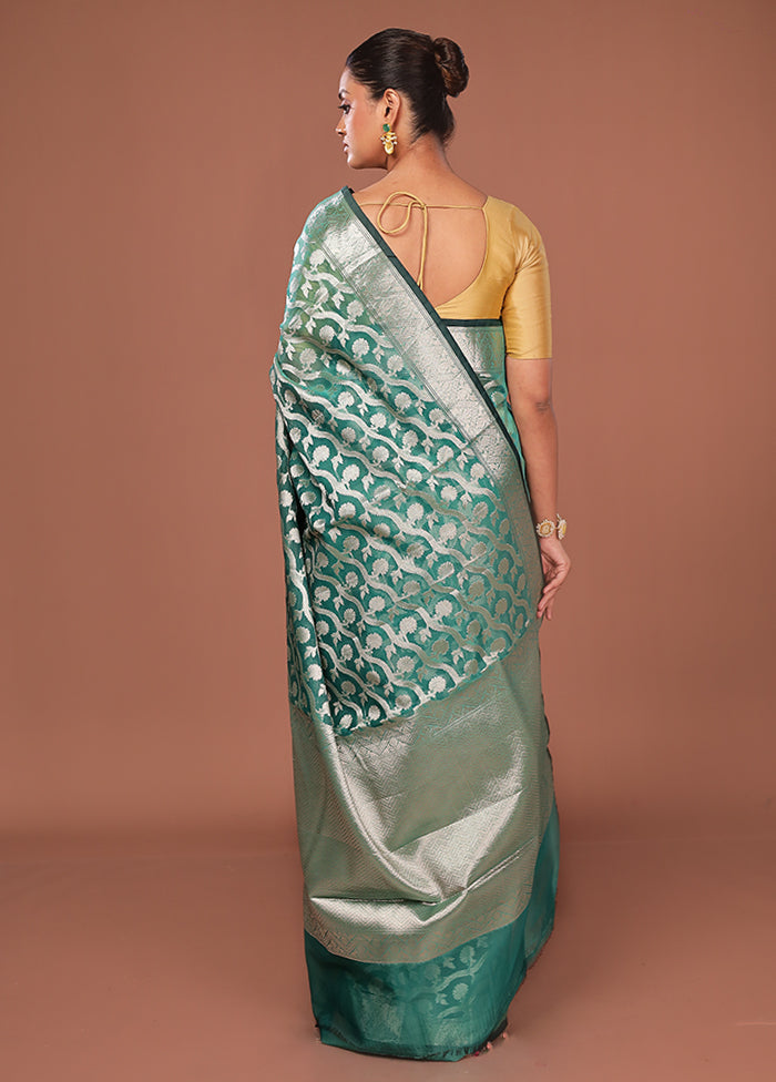 Green Kora Silk Saree With Blouse Piece