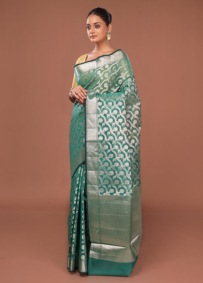 Green Kora Silk Saree With Blouse Piece