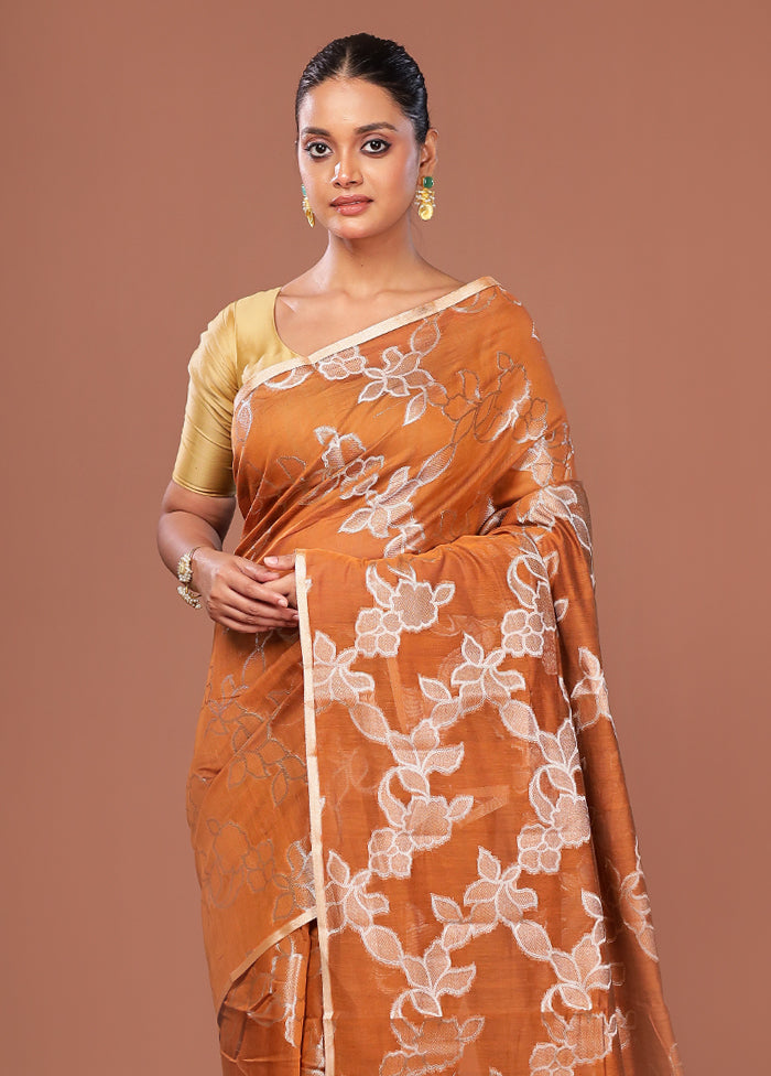 Yellow Kora Silk Saree With Blouse Piece