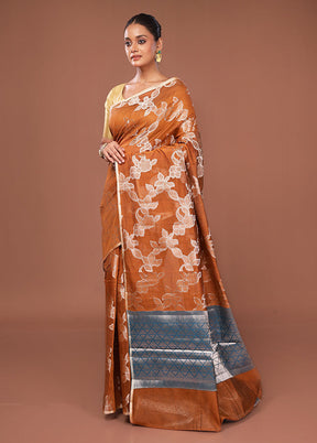 Yellow Kora Silk Saree With Blouse Piece