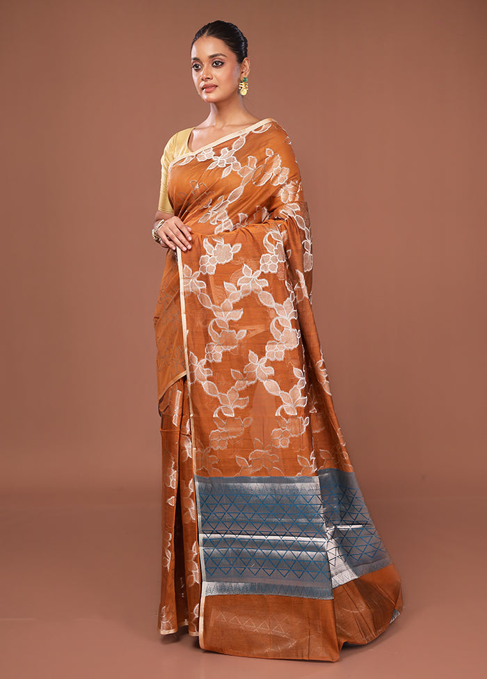 Yellow Kora Silk Saree With Blouse Piece