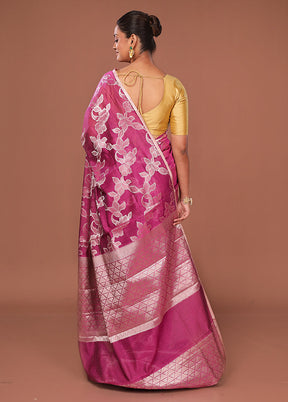 Pink Kora Silk Saree With Blouse Piece