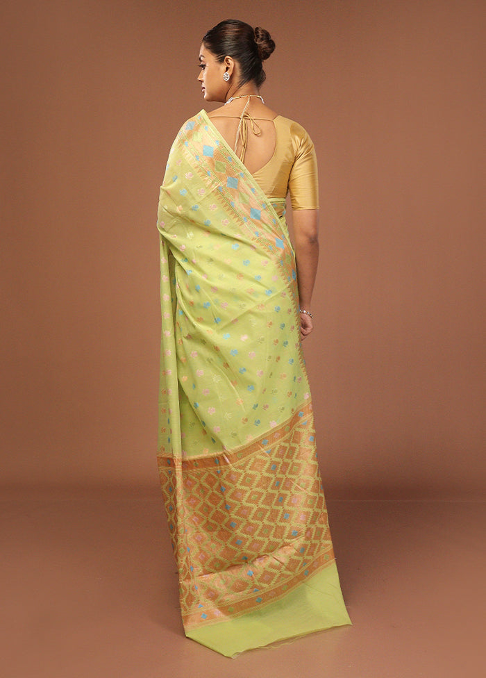 Green Kora Silk Saree With Blouse Piece