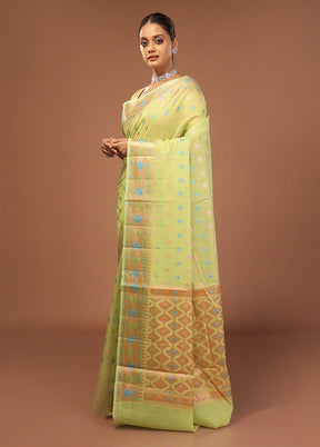 Green Kora Silk Saree With Blouse Piece