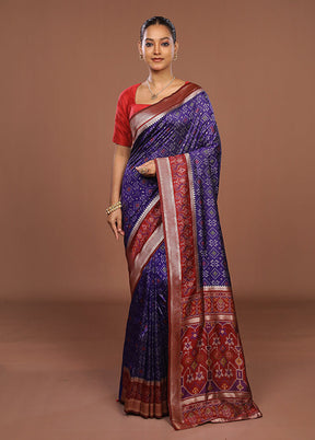 Blue Dupion Silk Saree With Blouse Piece