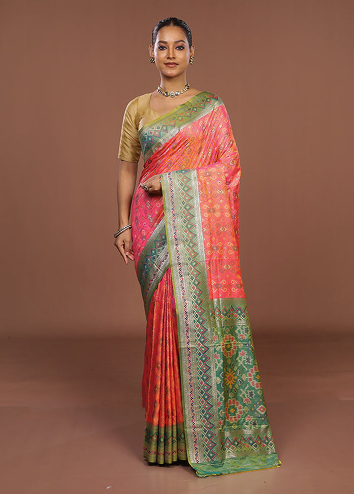 Pink Dupion Silk Saree With Blouse Piece