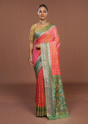 Pink Dupion Silk Saree With Blouse Piece
