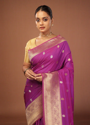 Purple Dupion Silk Saree With Blouse Piece