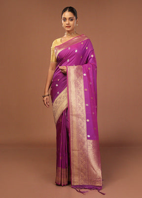 Purple Dupion Silk Saree With Blouse Piece