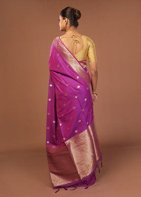 Purple Dupion Silk Saree With Blouse Piece