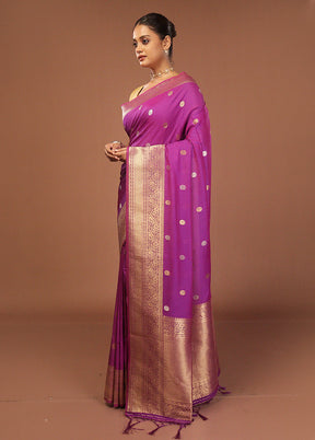 Purple Dupion Silk Saree With Blouse Piece