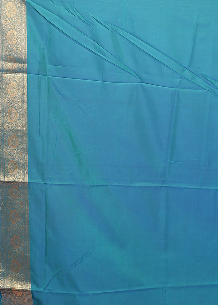 Green Dupion Silk Saree With Blouse Piece