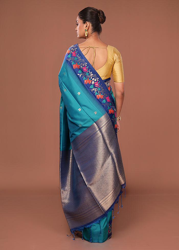 Green Dupion Silk Saree With Blouse Piece