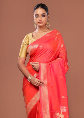 Pink Dupion Silk Saree With Blouse Piece
