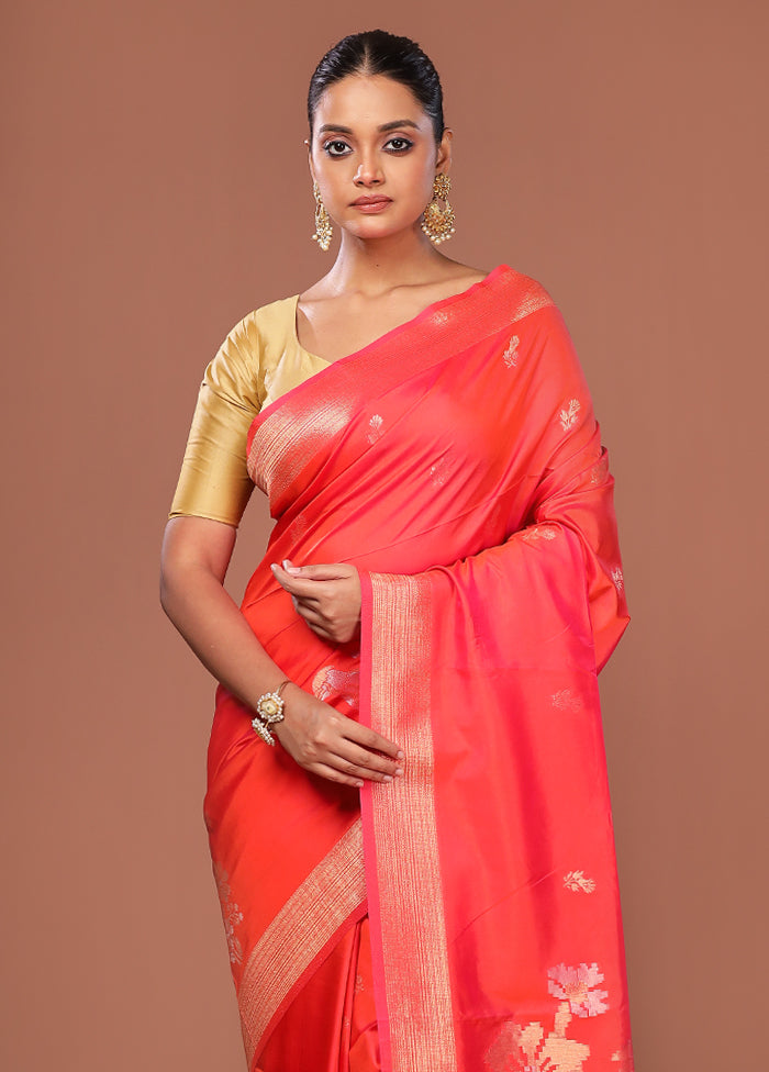 Pink Dupion Silk Saree With Blouse Piece