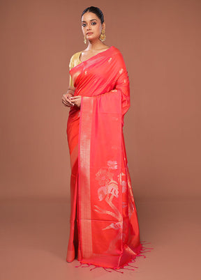 Pink Dupion Silk Saree With Blouse Piece
