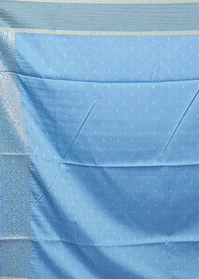 Blue Dupion Silk Saree With Blouse Piece