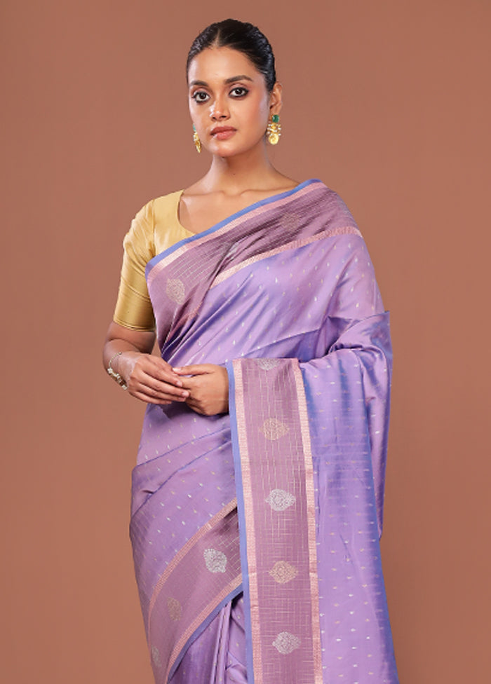 Purple Dupion Silk Saree With Blouse Piece