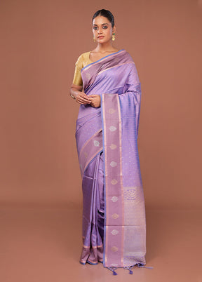 Purple Dupion Silk Saree With Blouse Piece