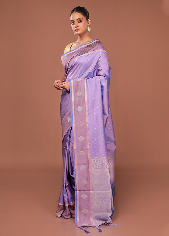 Purple Dupion Silk Saree With Blouse Piece