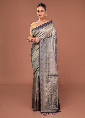 Cream Dupion Silk Saree With Blouse Piece