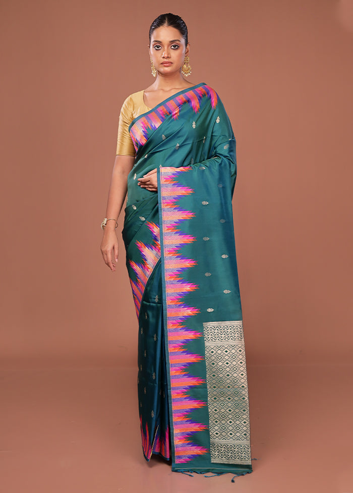 Green Dupion Silk Saree With Blouse Piece