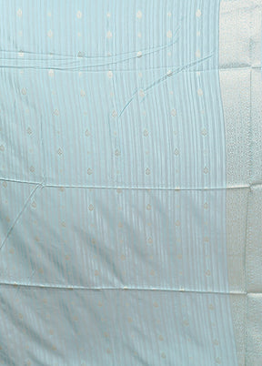 Blue Dupion Silk Saree With Blouse Piece