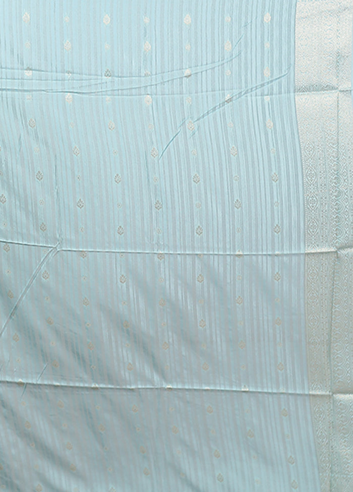 Blue Dupion Silk Saree With Blouse Piece