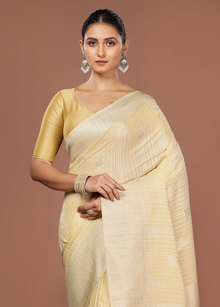 Cream Dupion Silk Saree With Blouse Piece