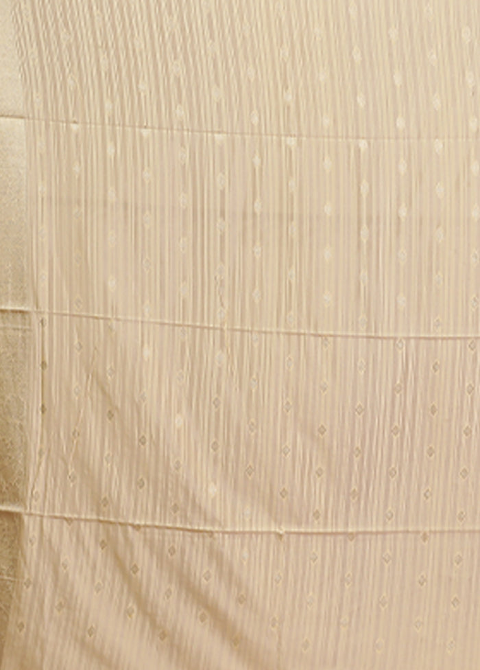 Cream Dupion Silk Saree With Blouse Piece