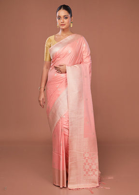 Pink Dupion Silk Saree With Blouse Piece