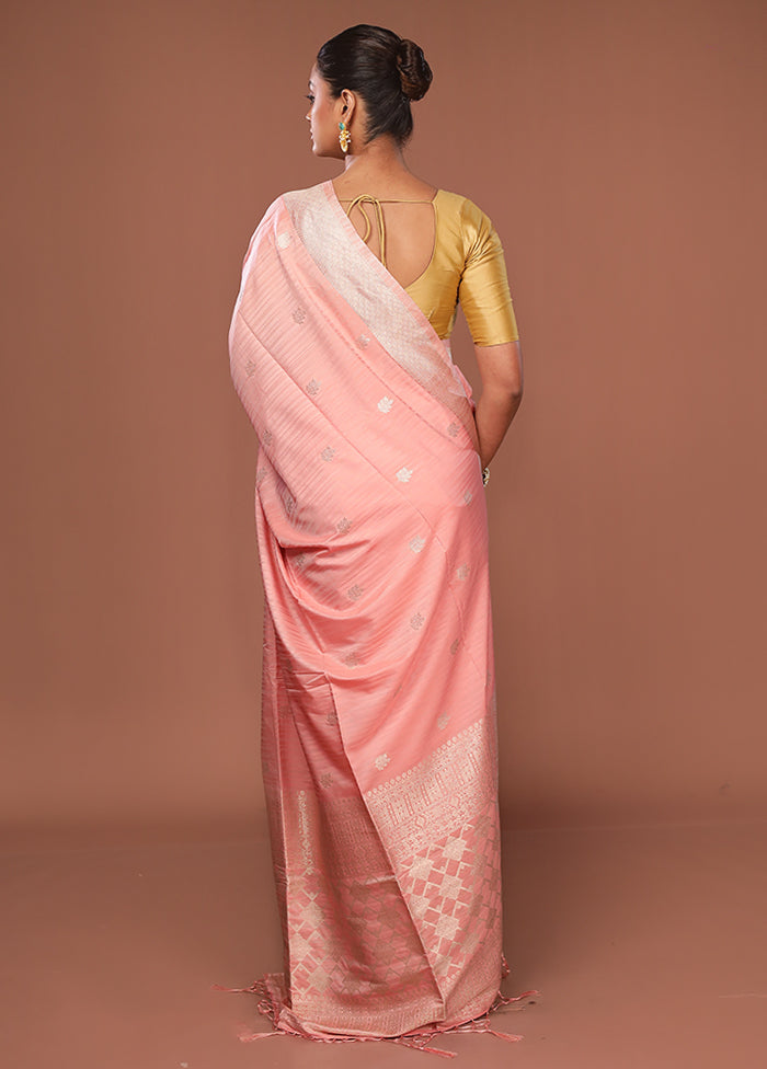Pink Dupion Silk Saree With Blouse Piece