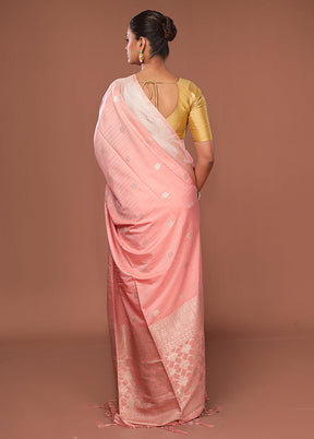 Pink Dupion Silk Saree With Blouse Piece