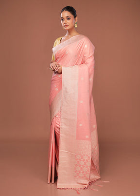 Pink Dupion Silk Saree With Blouse Piece