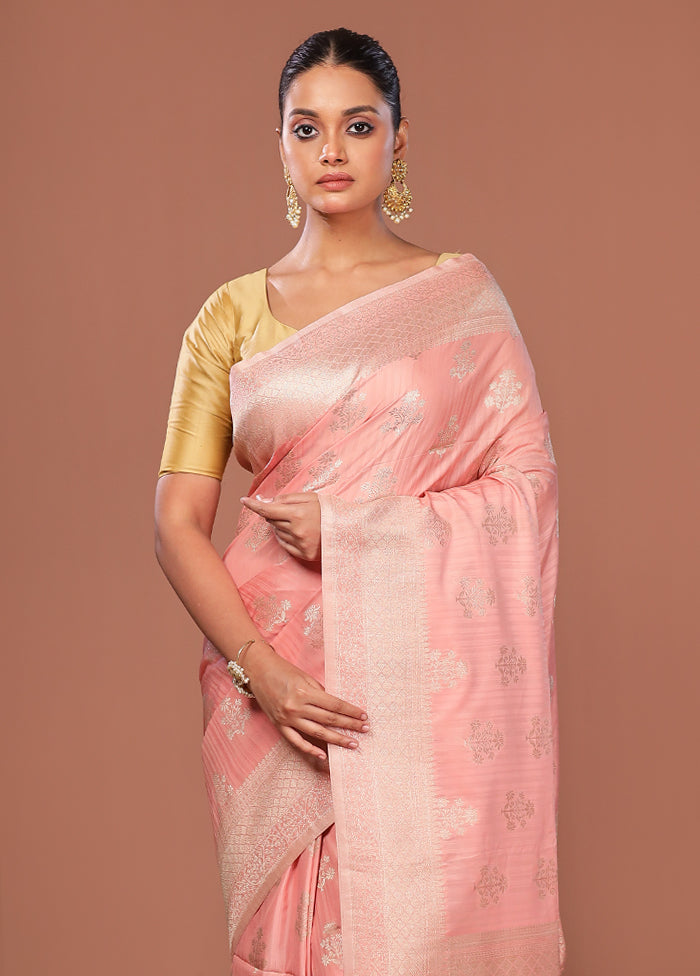 Pink Dupion Silk Saree With Blouse Piece