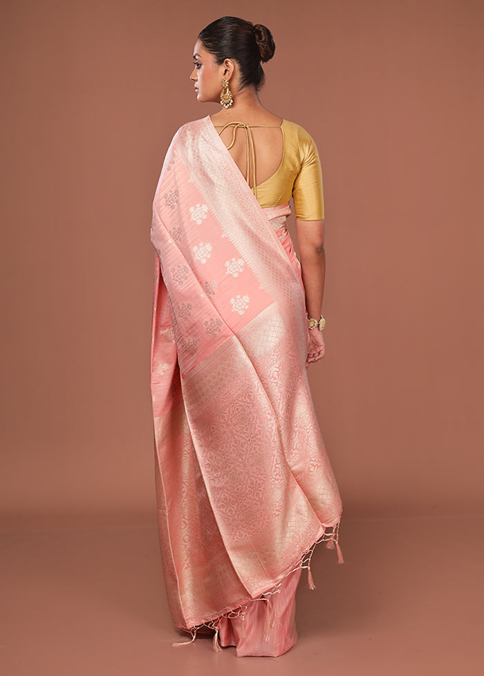 Pink Dupion Silk Saree With Blouse Piece