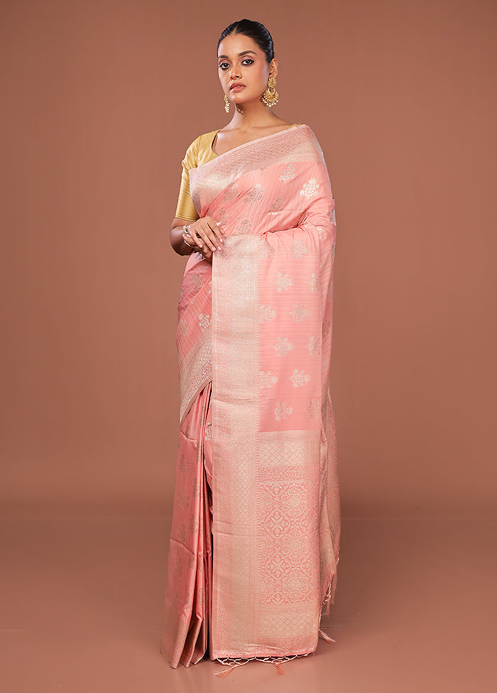 Pink Dupion Silk Saree With Blouse Piece
