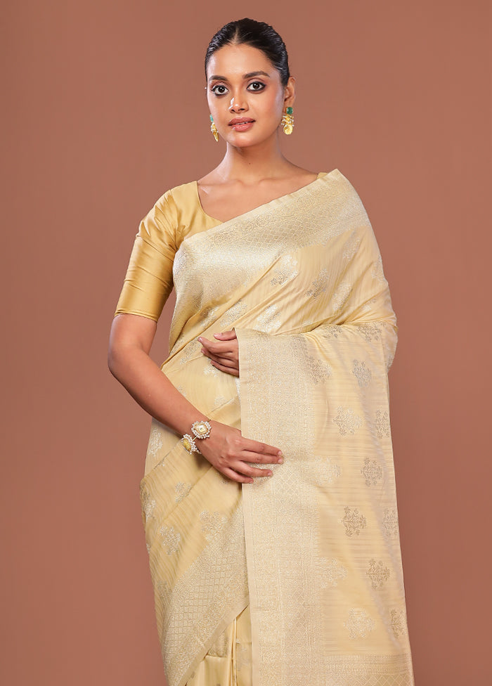 Cream Dupion Silk Saree With Blouse Piece