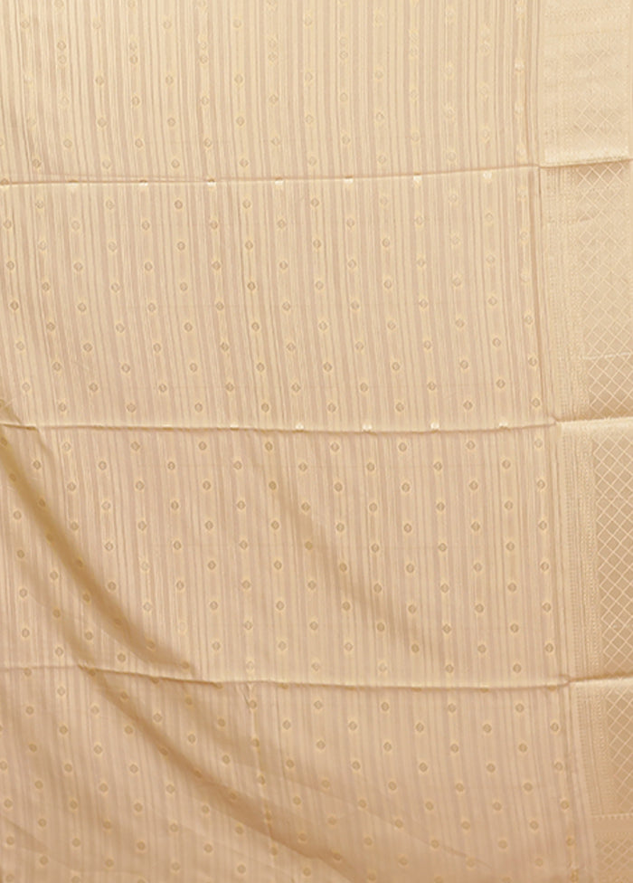 Cream Dupion Silk Saree With Blouse Piece