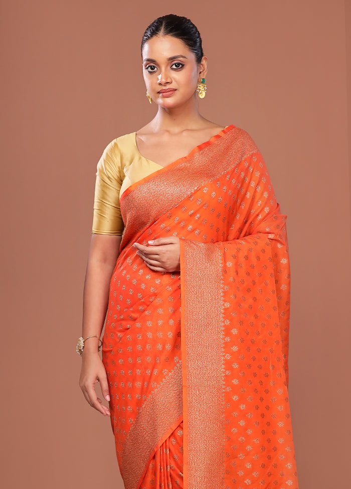 Orange Georgette Saree With Blouse Piece