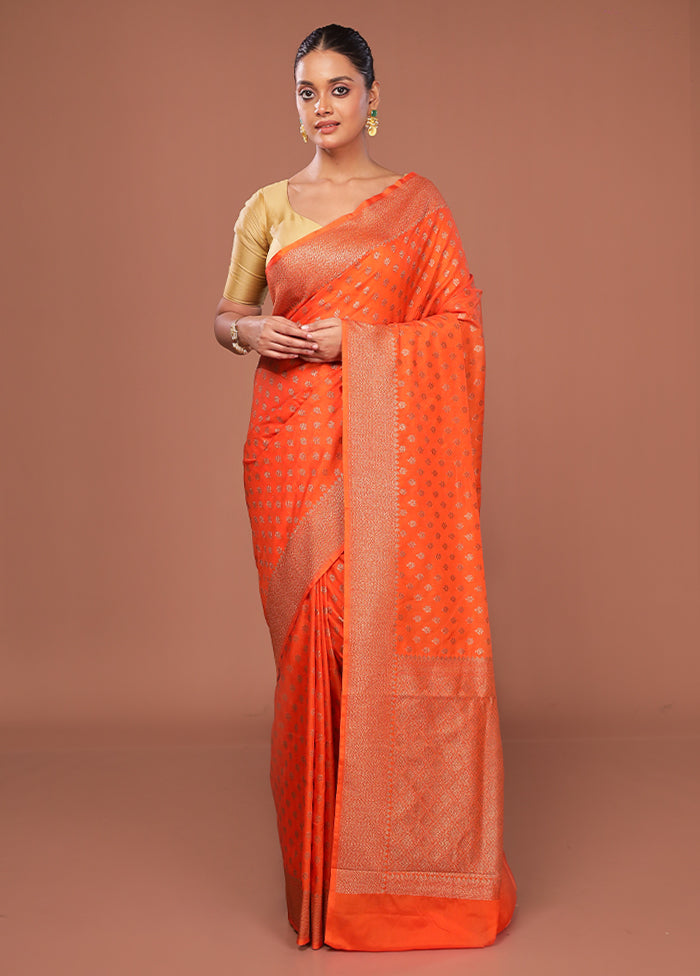 Orange Georgette Saree With Blouse Piece